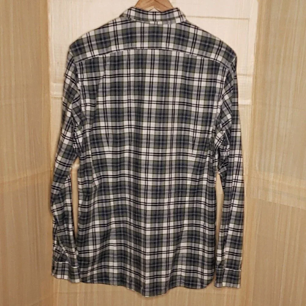 Banana Republic Mens Tailored Slim Fit Green Plaid  Button Down XL